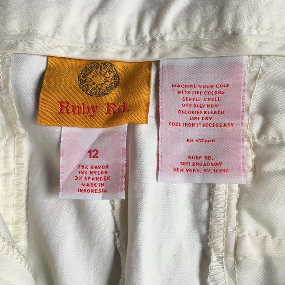 Women's Off White Ruby Rd Pants Slacks Front Zip Size 12 - Picture 4 of 7